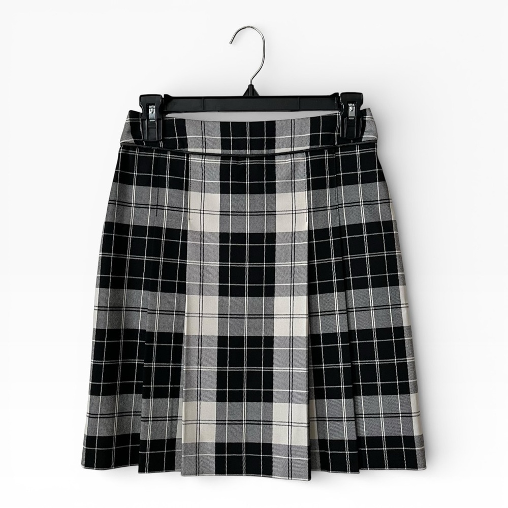 Petite Sophisticate Black White Plaid Mini Skirt Women's Size 0 Petite Pleated